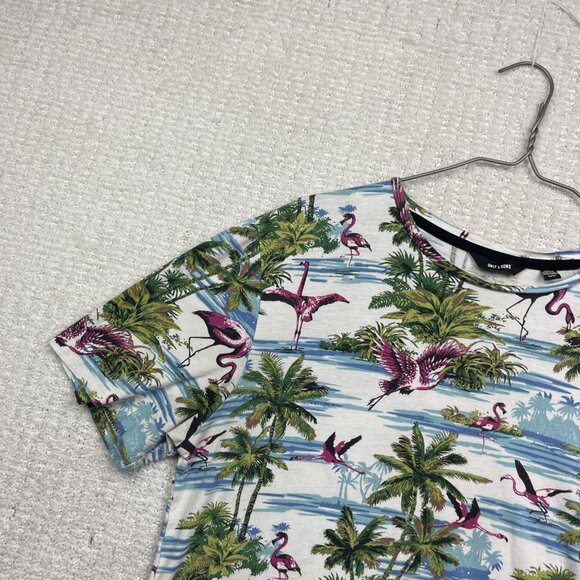 Only & Sons T-Shirt Mens M Tropical Flamingo Palm tree Hippie Summer Festival - Picture 2 of 14